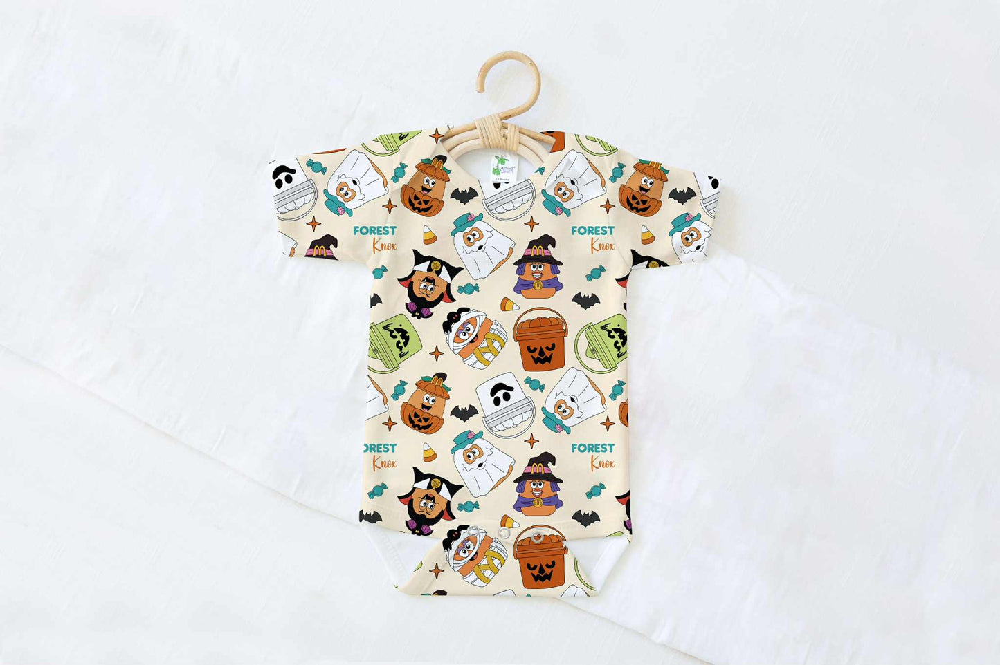 Boo Buckets Halloween Personalized Name Baby Bodysuit
