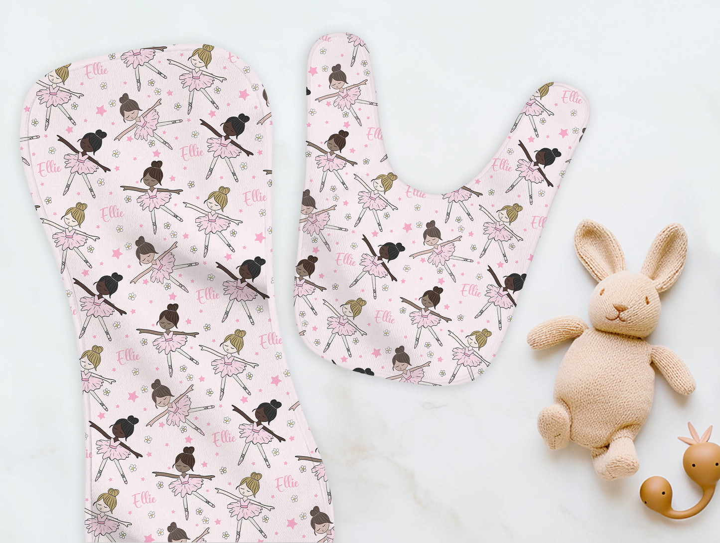 Ballerina Personalized Name Burp Cloth & Bib
