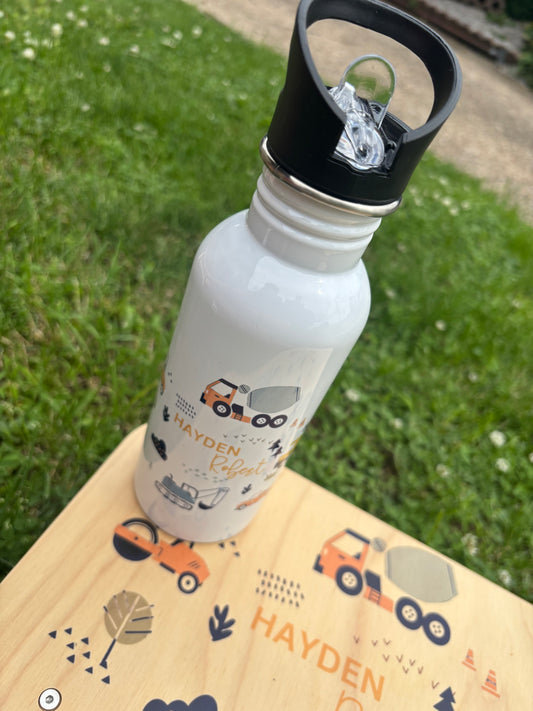 Construction Personalized Kids Water Bottle