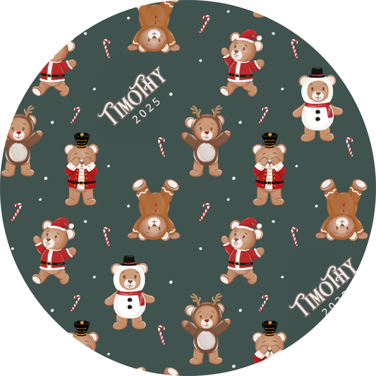 Teddy Bear Toyland Christmas Personalized Name Swaddle Blanket