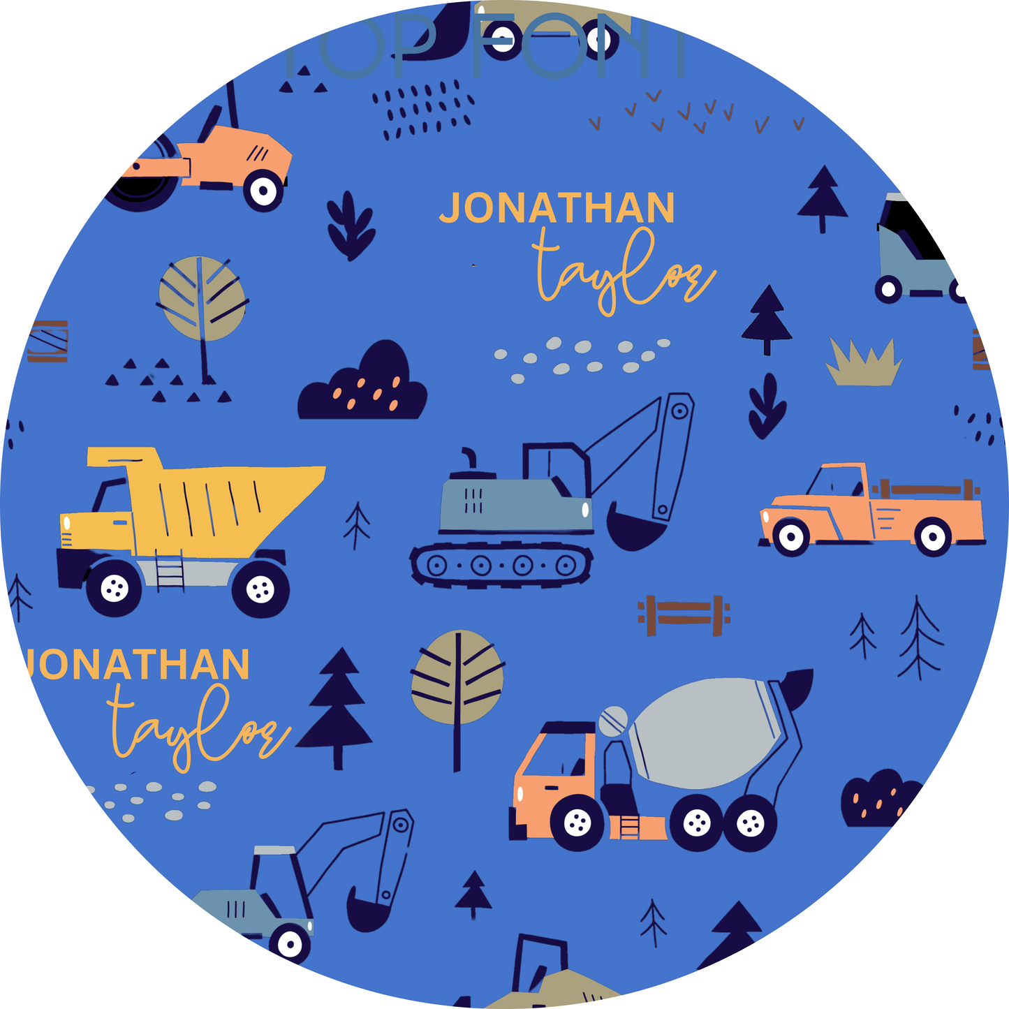 Boy Construction Personalized Name Burp Cloth & Bib