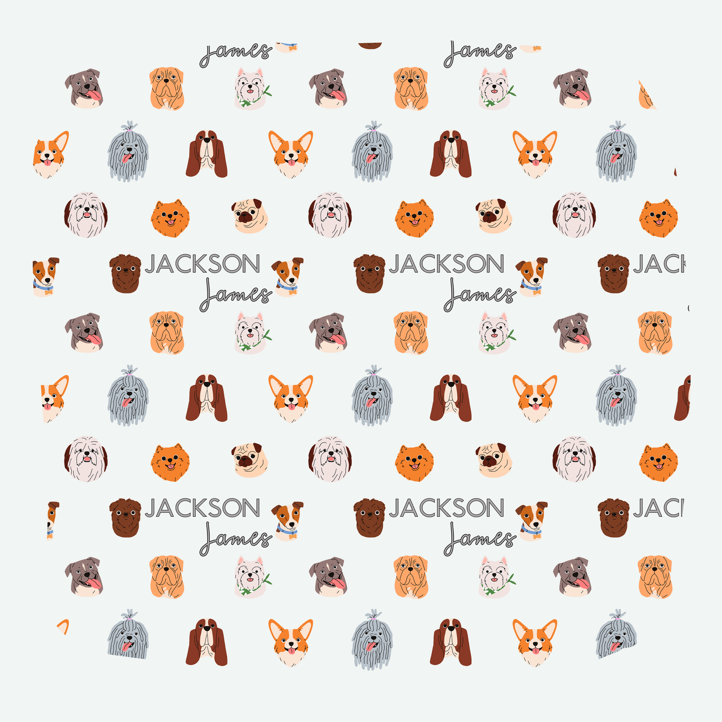 Dog Faces Personalized Name Swaddle Blanket
