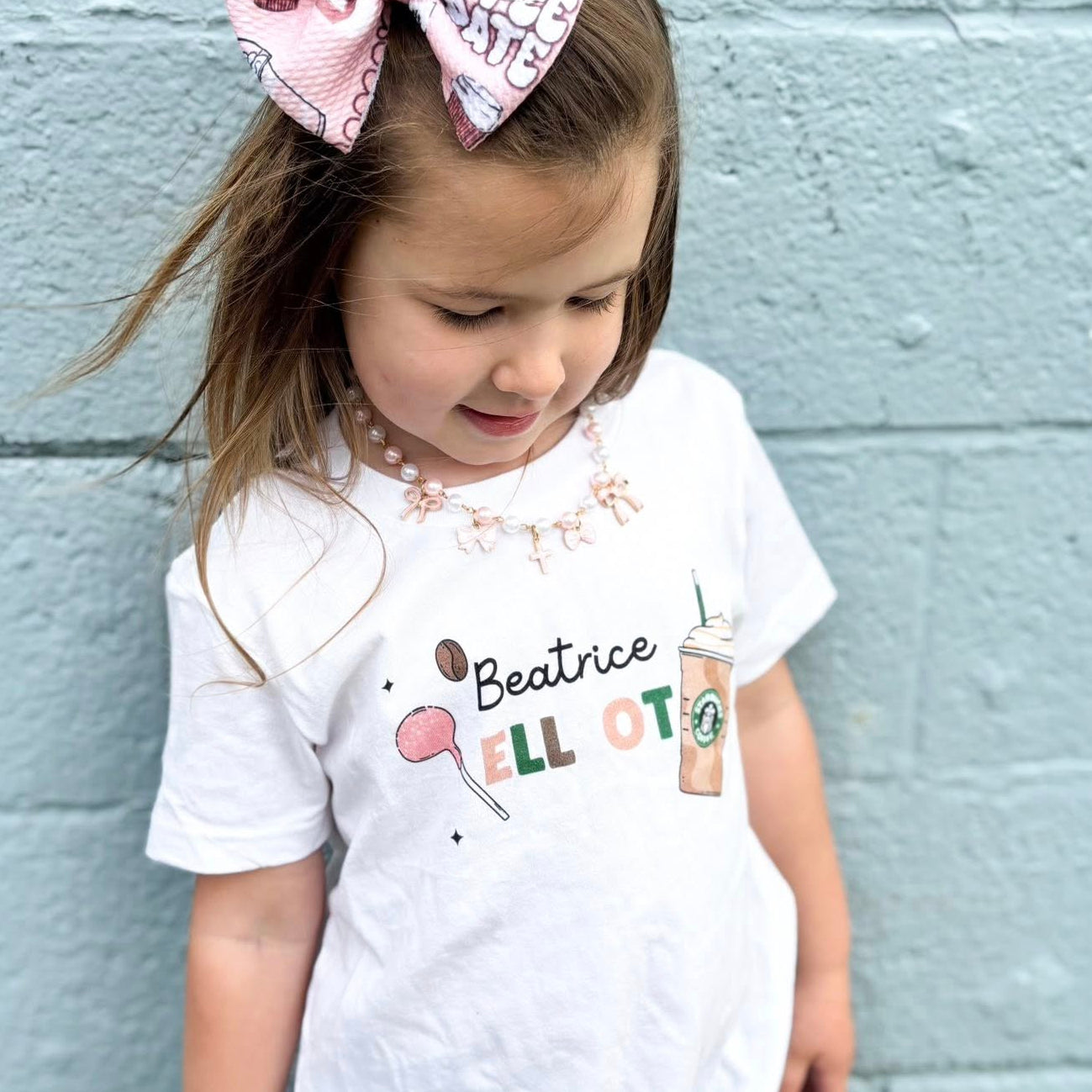 Cocoa & Cake Pops Personalized Kids Graphic Tee | White
