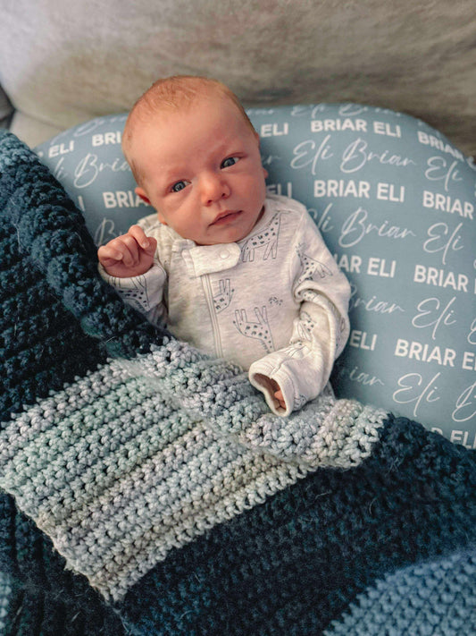 Solid Color Stacked Font Font Personalized Name Nursing Pillow Cover