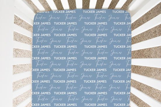 Solid Color Stacked Font Personalized Crib Sheet