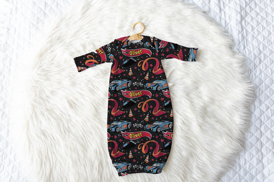 Lets Race Personalized Name Infant Gown