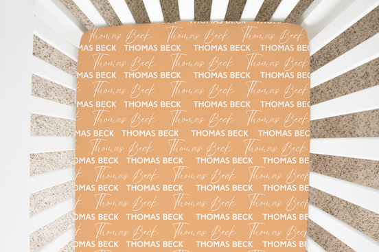 Solid Color Stacked Font Personalized Crib Sheet