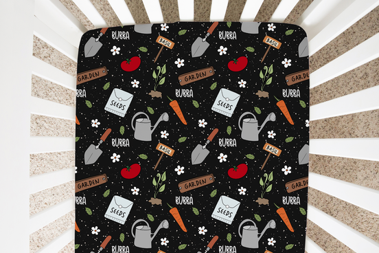 Green Thumb Personalized Crib Sheet