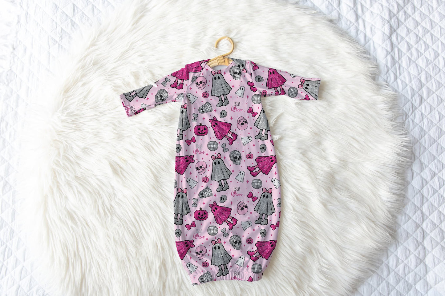 Scary Cute Halloween Personalized Name Infant Gown