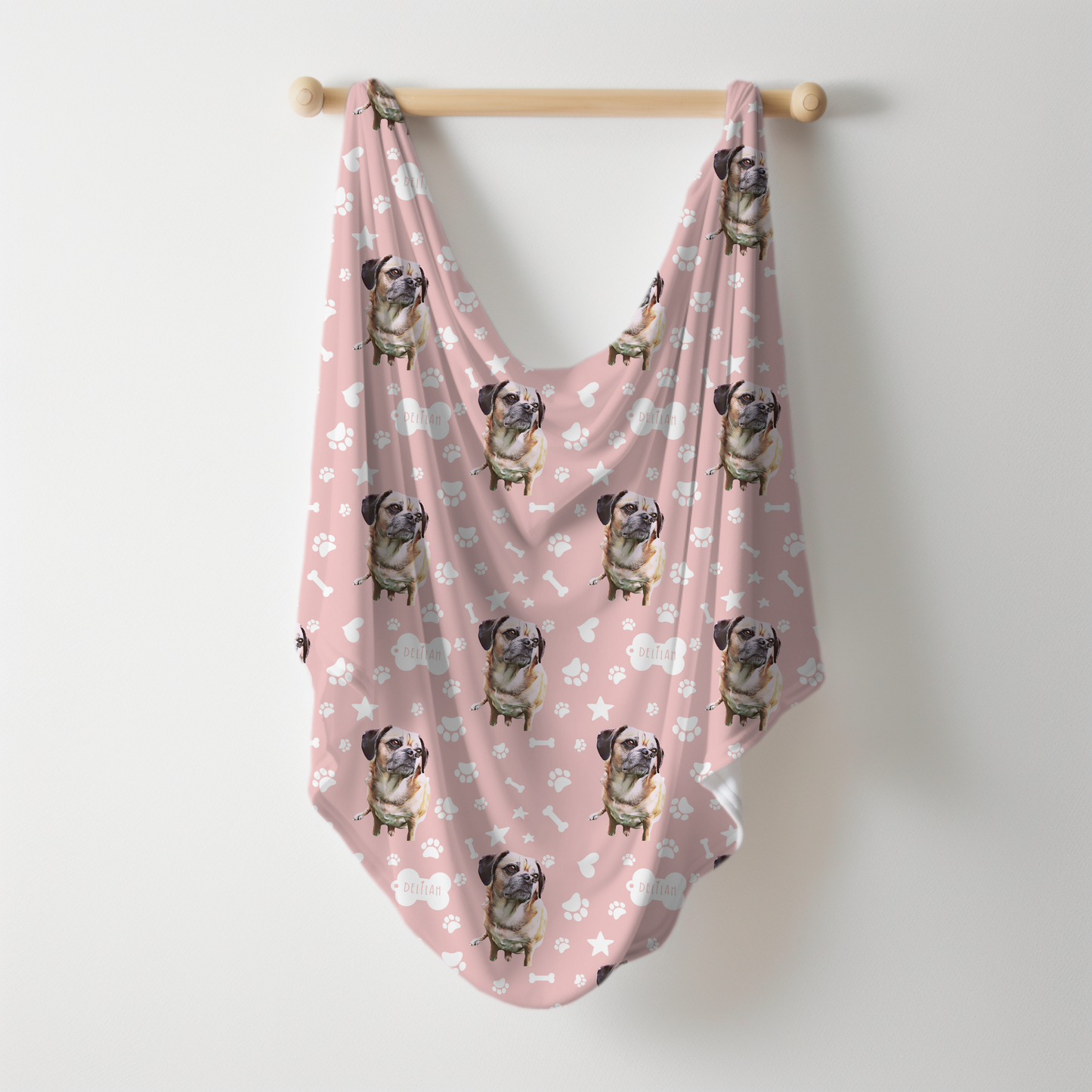Upload Your Pet! Personalized Swaddle with Custom Pet Cartoon & Name