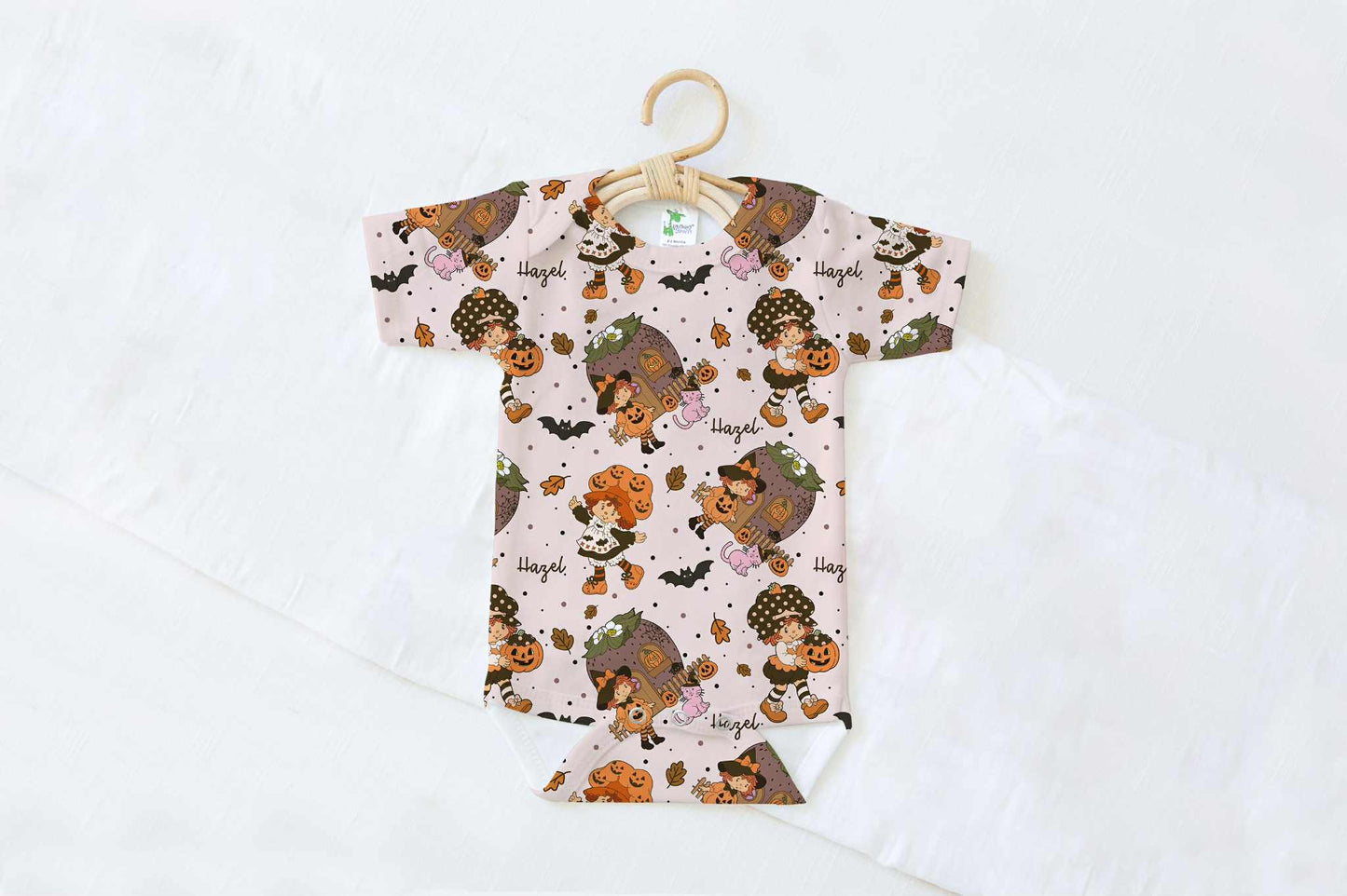Autumn Stroll Halloween Personalized Name Baby Bodysuit