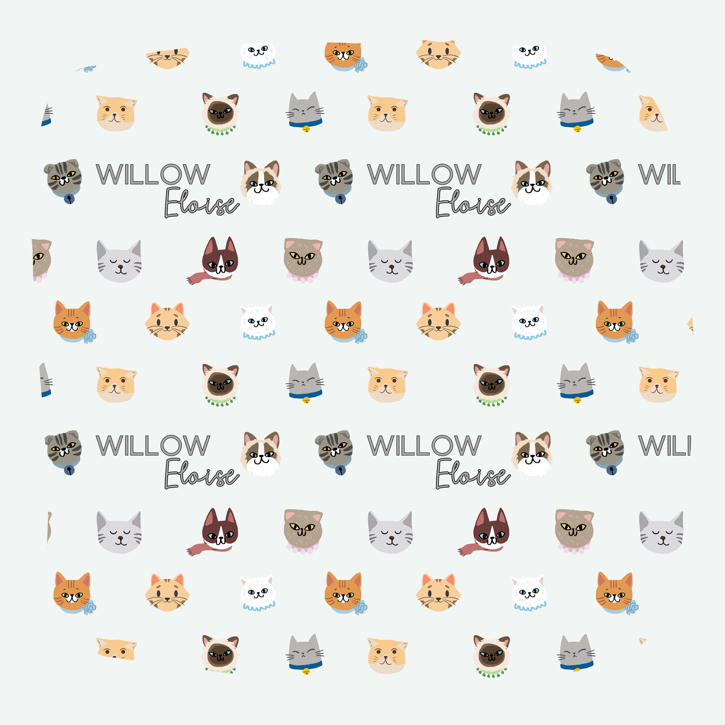 Cat Faces Personalized Name Nursing Pillow Cover