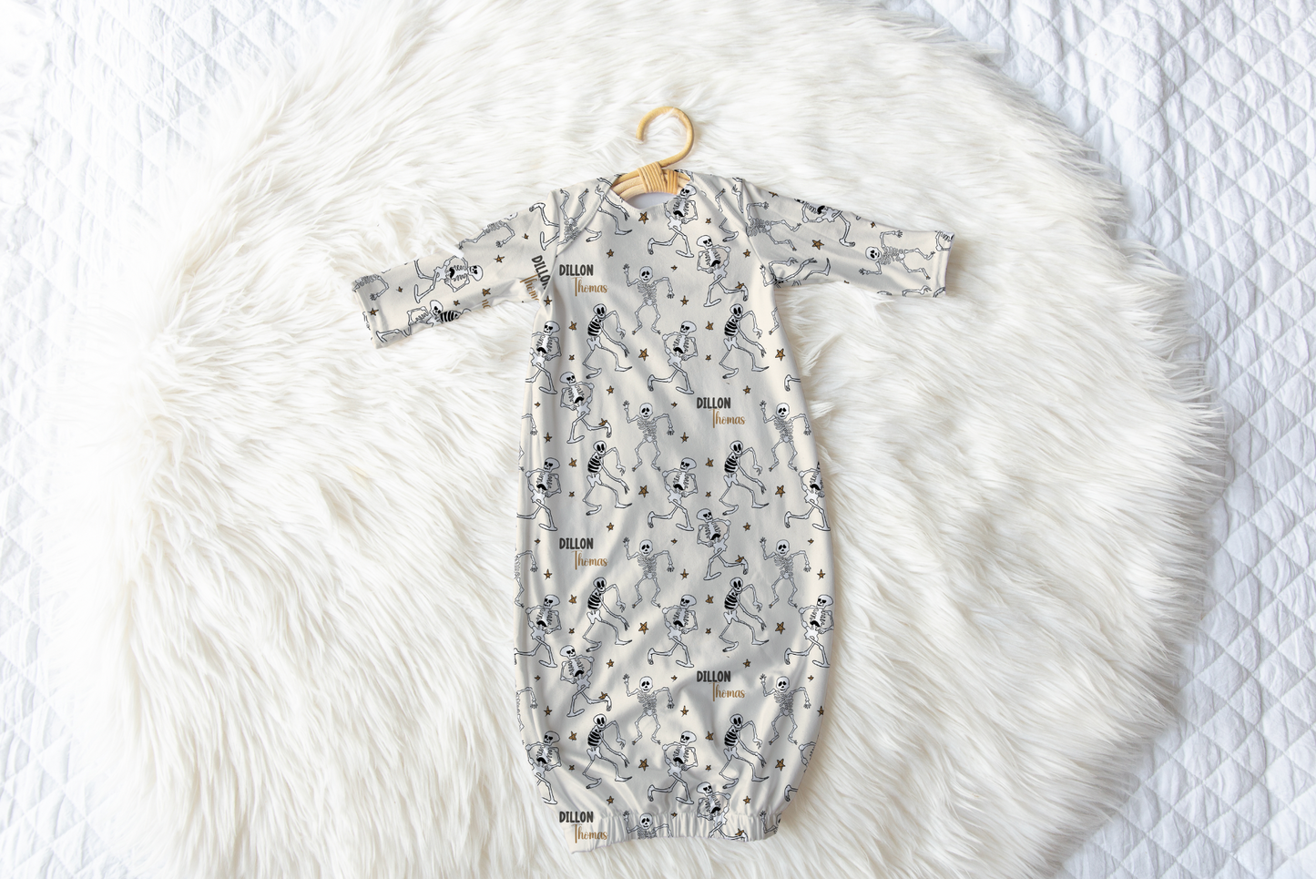 Spooky Scary Skeletons Halloween Personalized Name Infant Gown