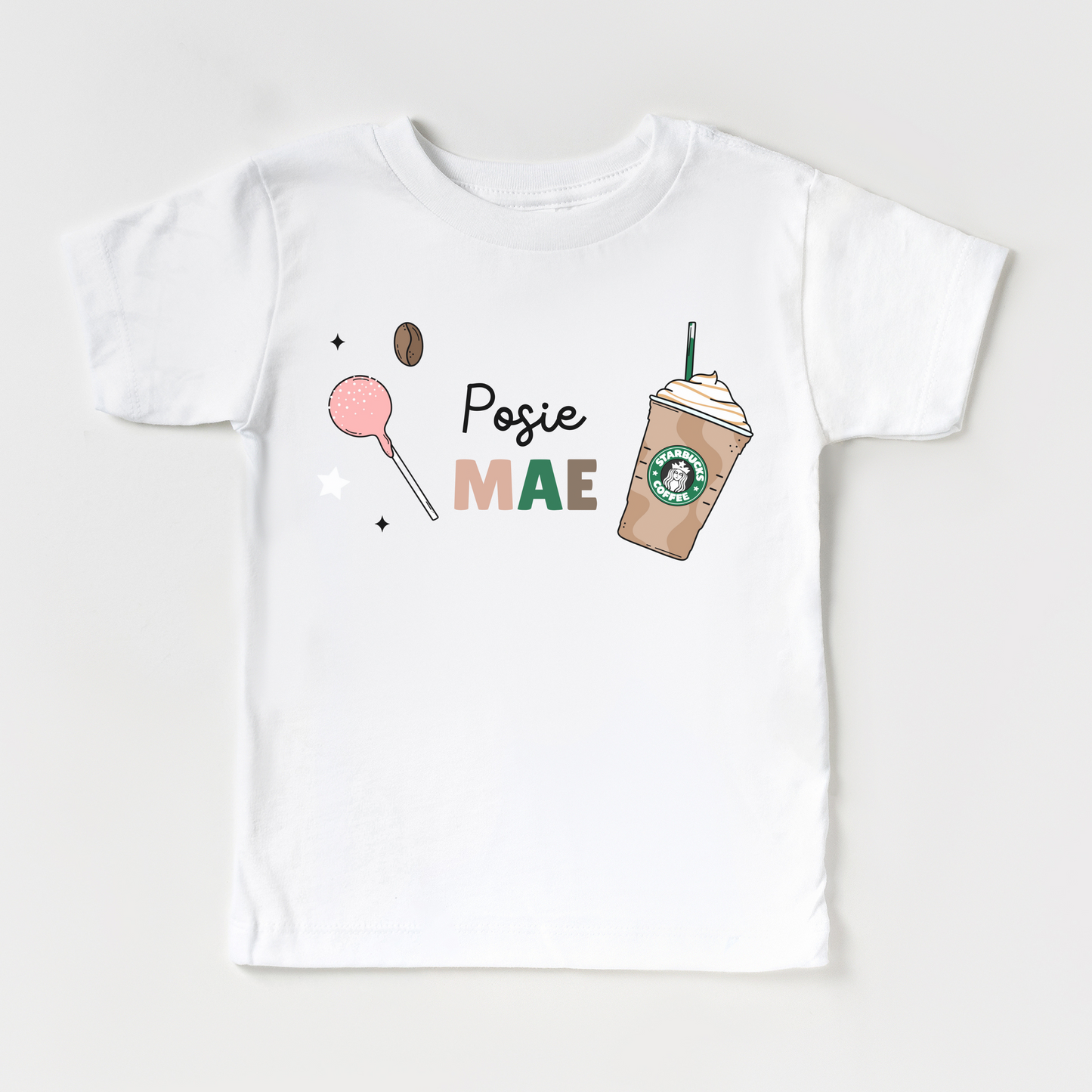 Cocoa & Cake Pops Personalized Kids Graphic Tee | White