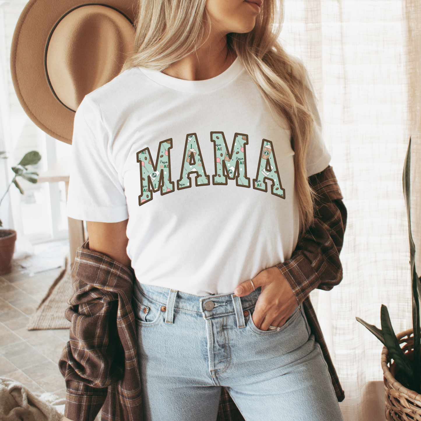 MAMA Cocoa & Cake Pops Personalized Women's Graphic Tee | White