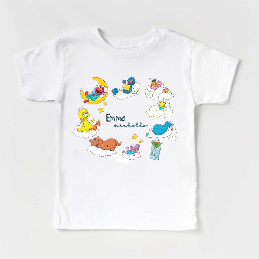 Snoozy Street Personalized Kids Graphic Tee | White