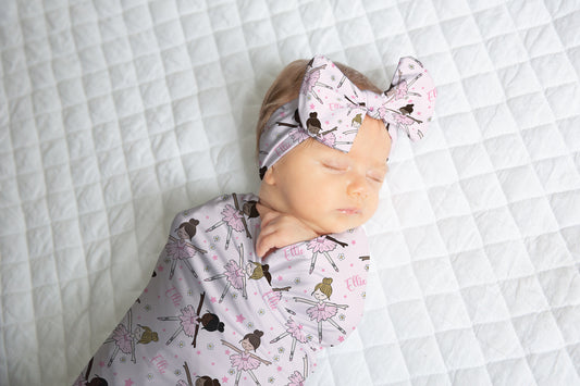 Ballerina Personalized Name Swaddle