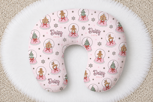 Winter Globes Christmas Personalized Baby Name Nursing Pillow Cover