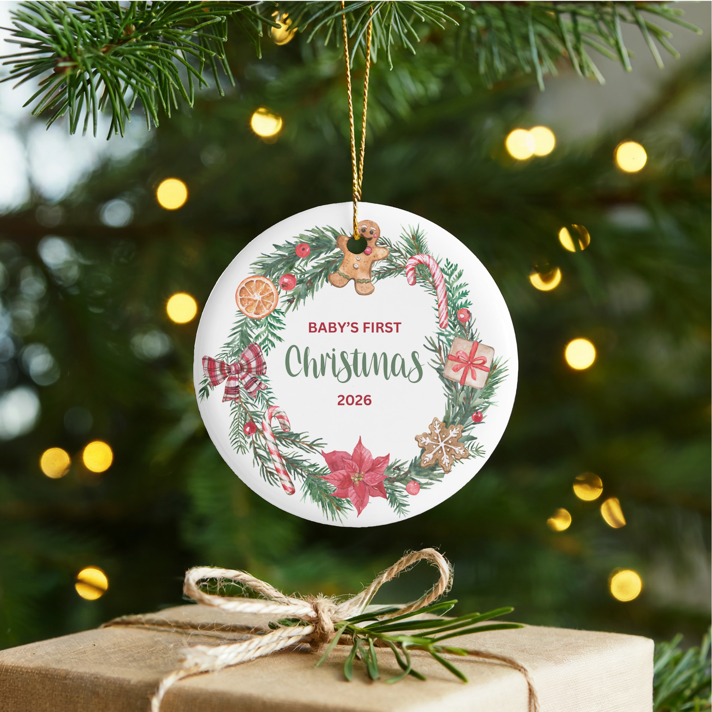 Baby's First Christmas Christmas Circle Ceramic Ornament