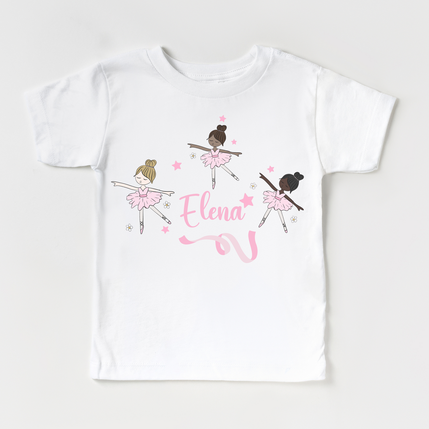 Ballerina Personalized Kids Graphic Tee | White