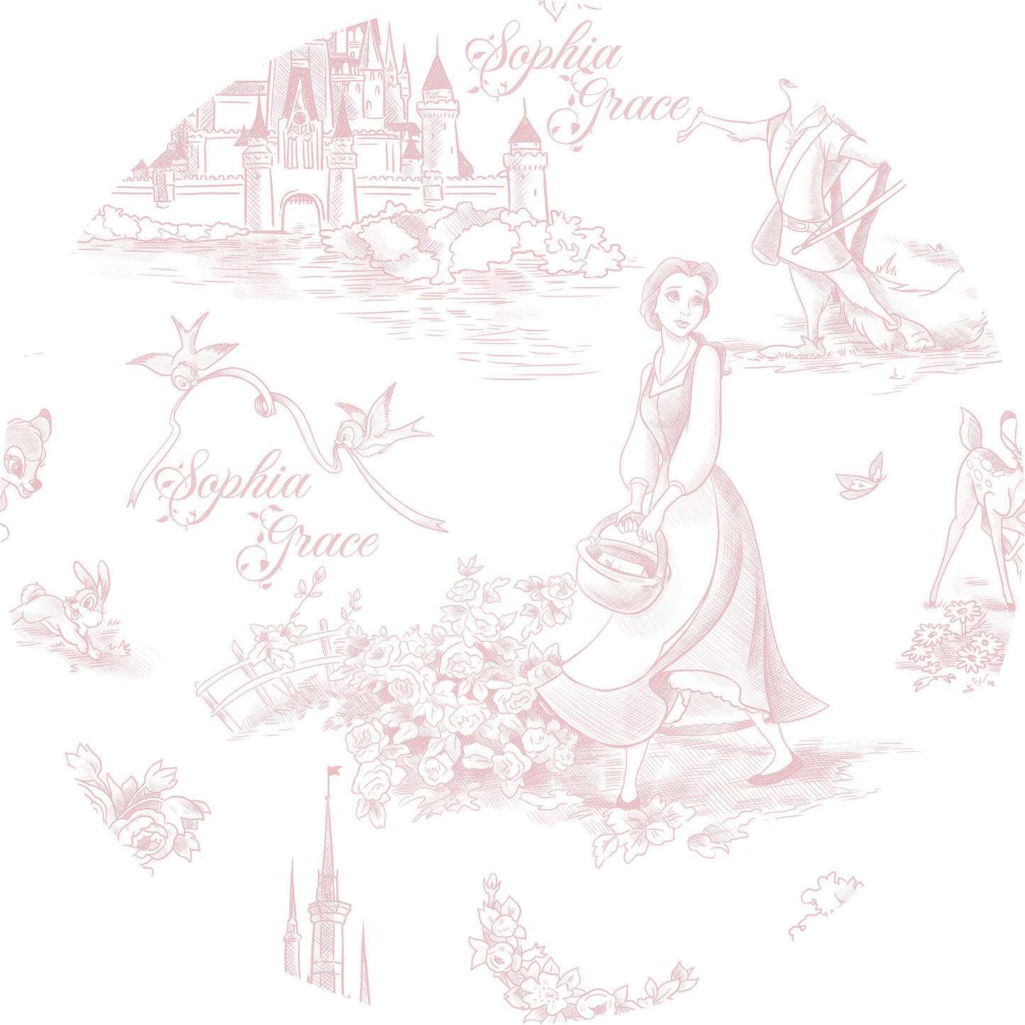 Tale As Old As Time Pink Toile Personalized Multi Use Cover
