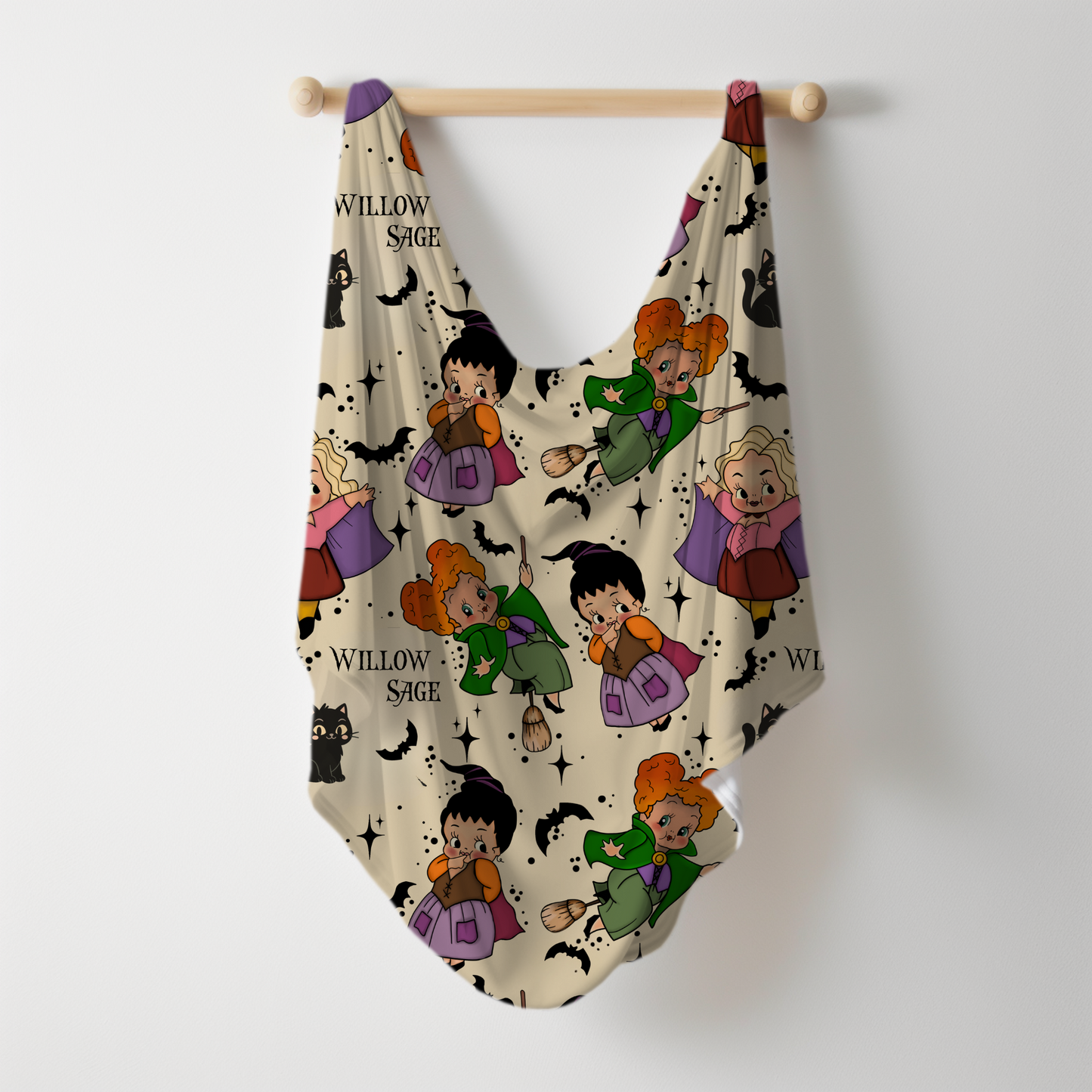 Little Witches Halloween Personalized Name Swaddle Blanket