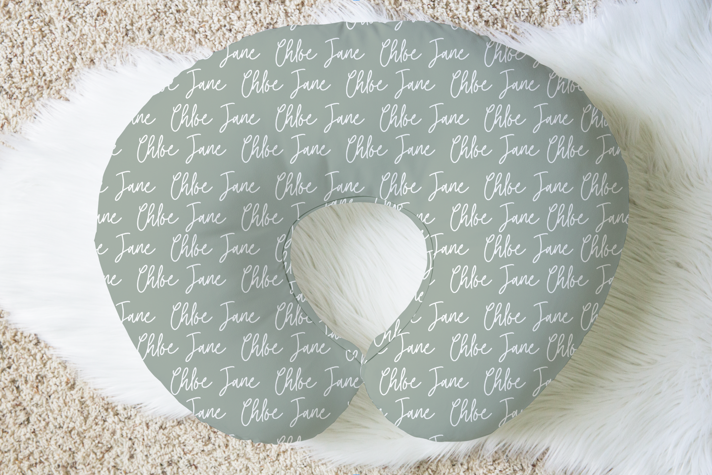 Solid Color Twisty Font Personalized Name Nursing Pillow Cover