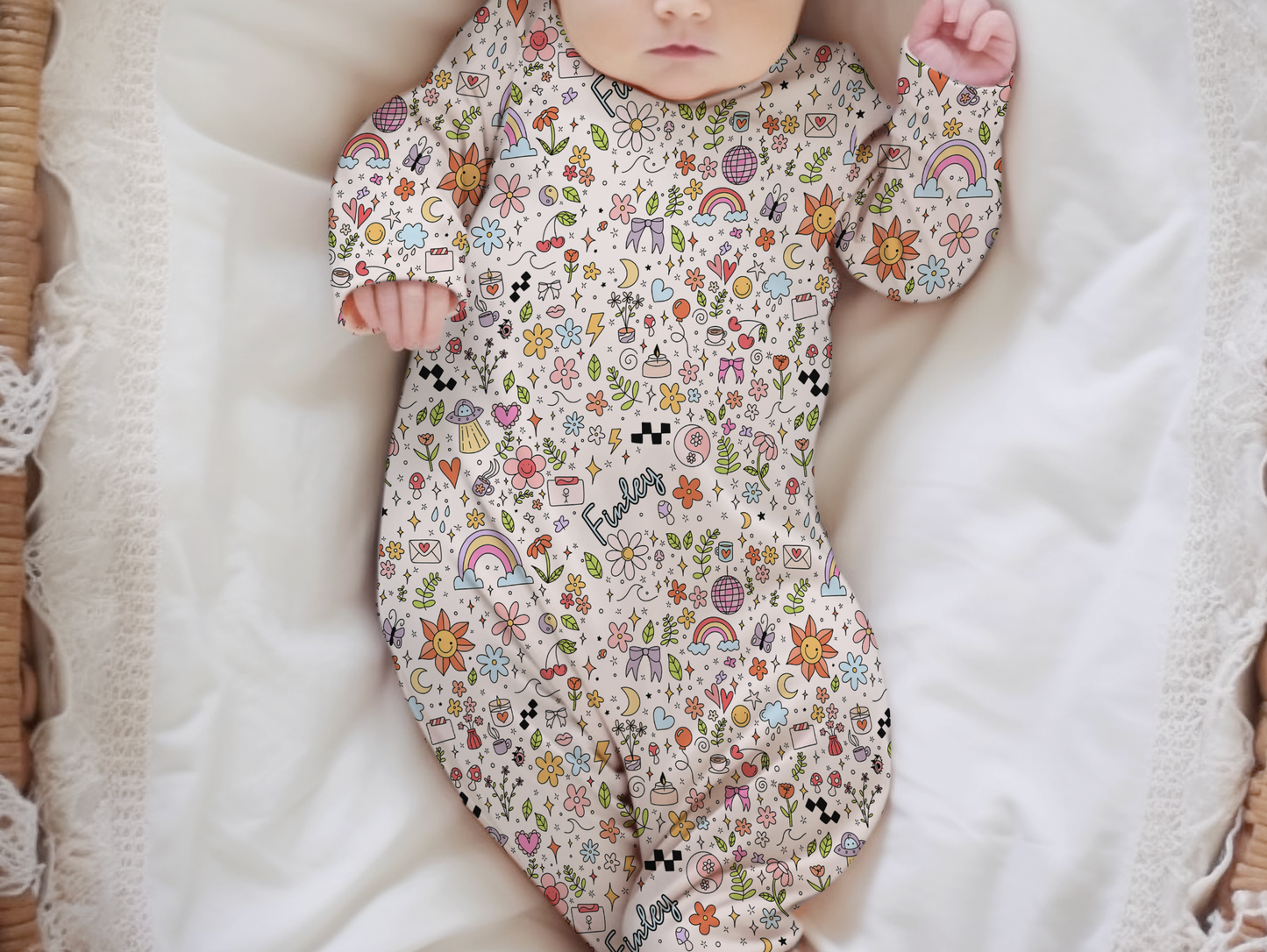 Girl Vibes Only Personalized Name Infant Gown