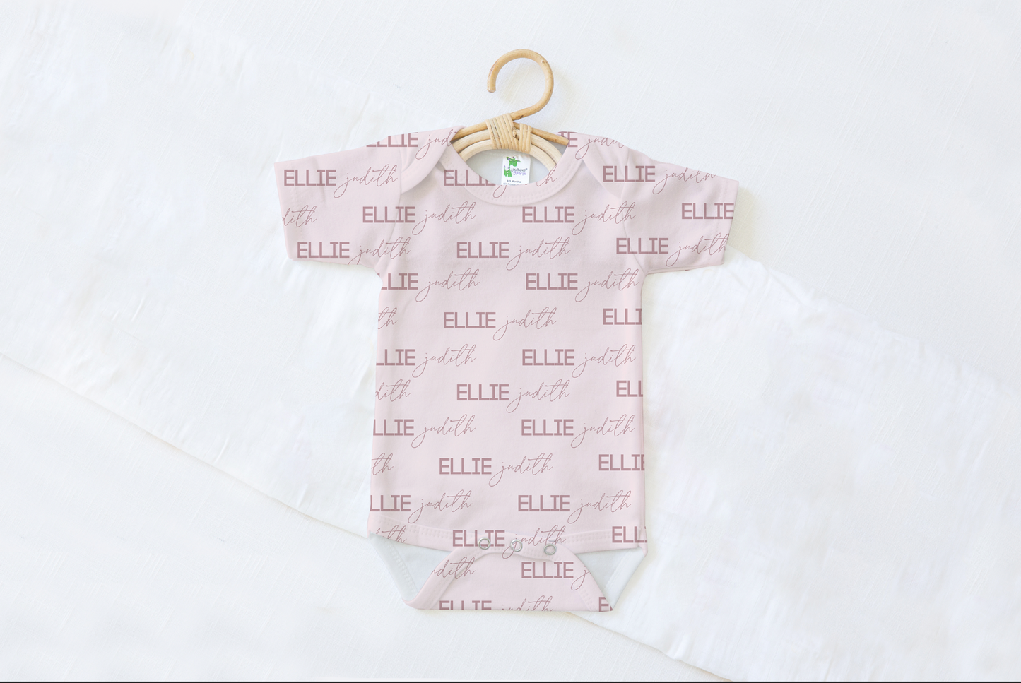 Solid Color Script & Block Font Personalized Name Baby Bodysuit