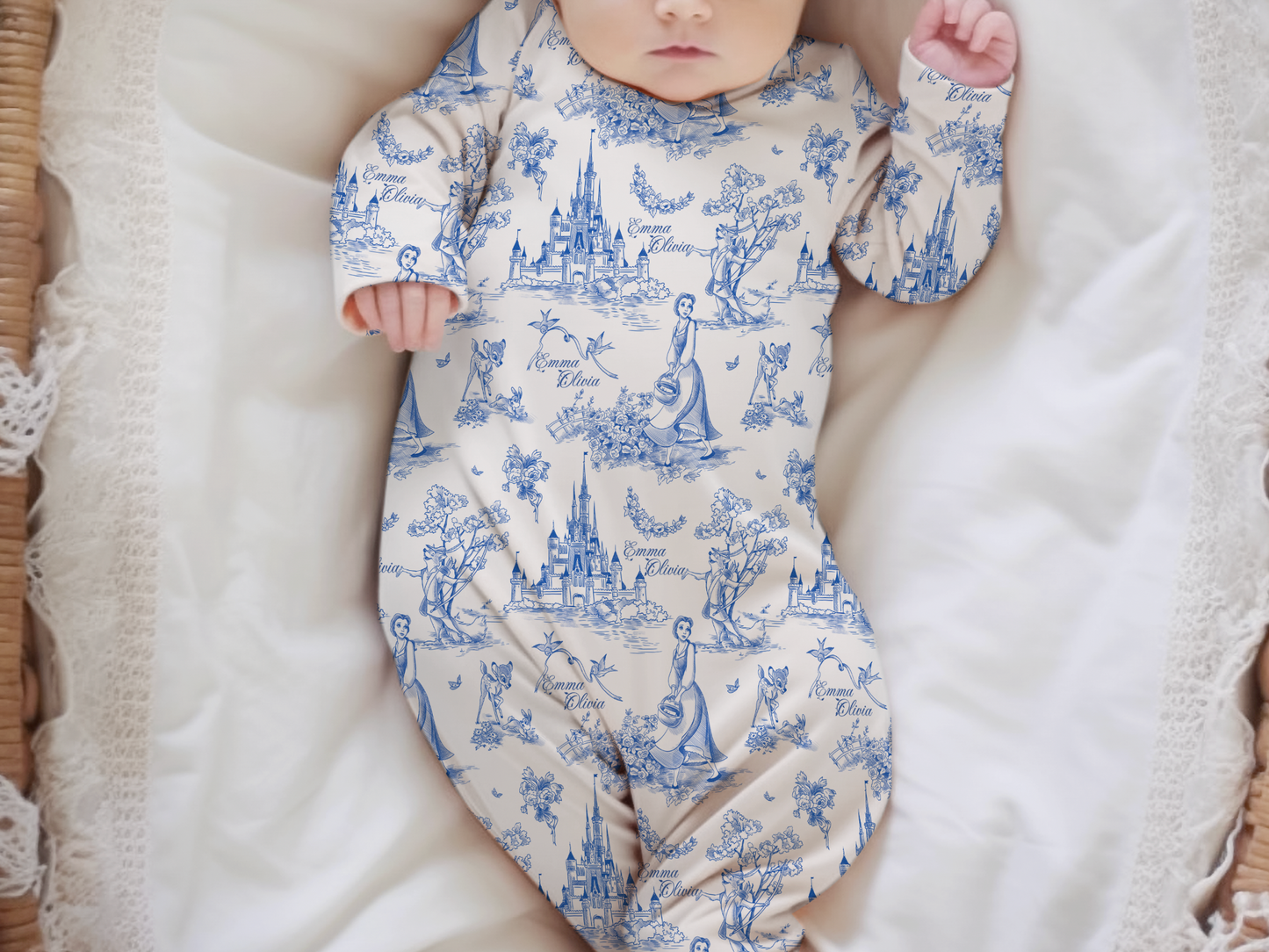 Tale As Old As Time Blue Personalized Name Infant Gown