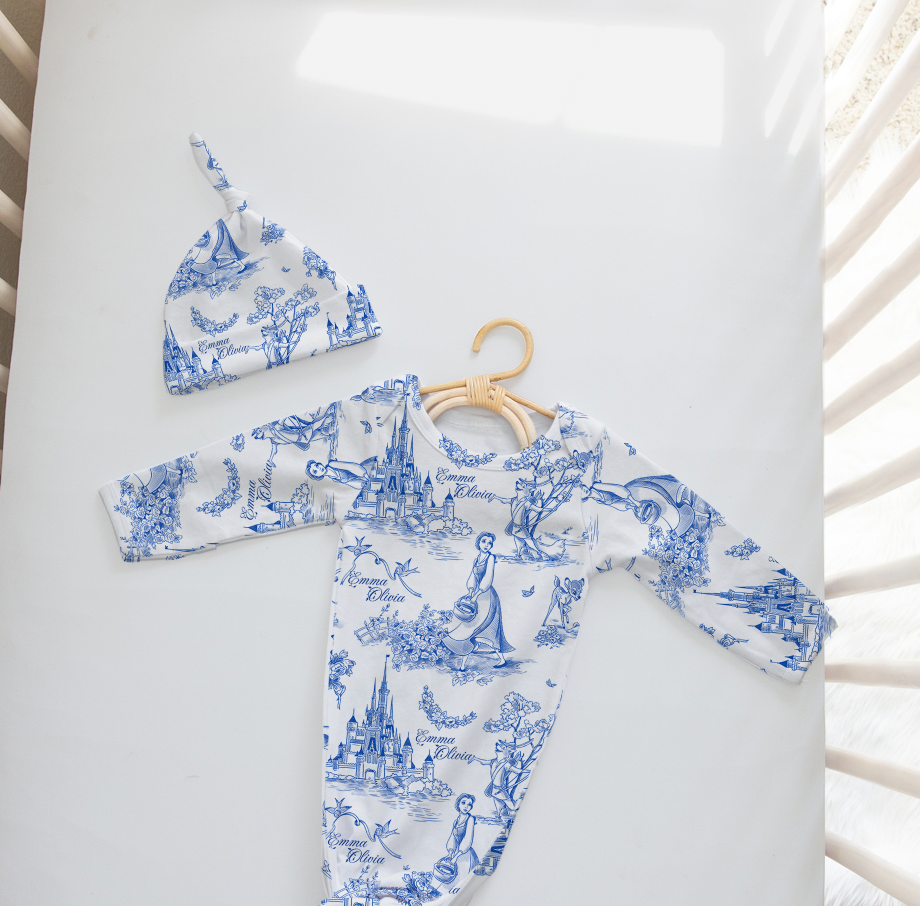 Tale As Old As Time Blue Personalized Name Infant Gown