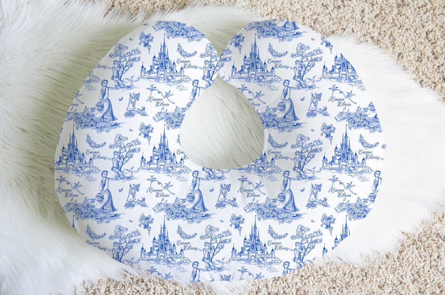 Tale As Old As Time Blue Personalized Name Nursing Pillow Cover