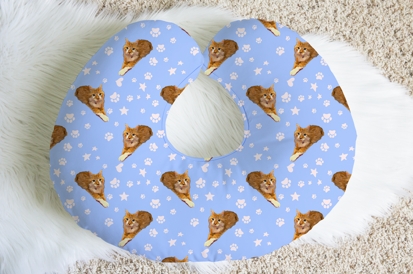 Upload your pet! Personalized Nursing Pillow Cover with Custom Pet Cartoon & Name