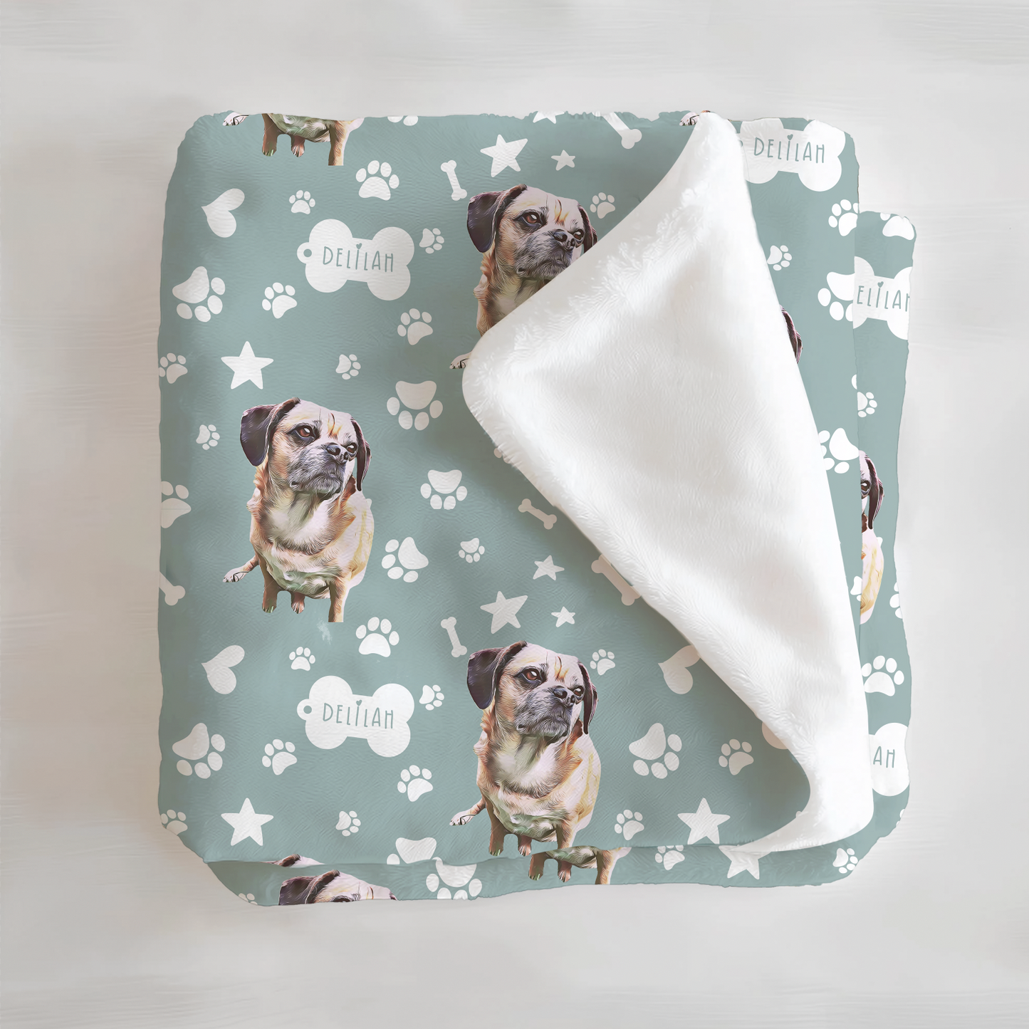 Upload Your Pet! Personalized Minky Blanket with Custom Pet Cartoon & Name