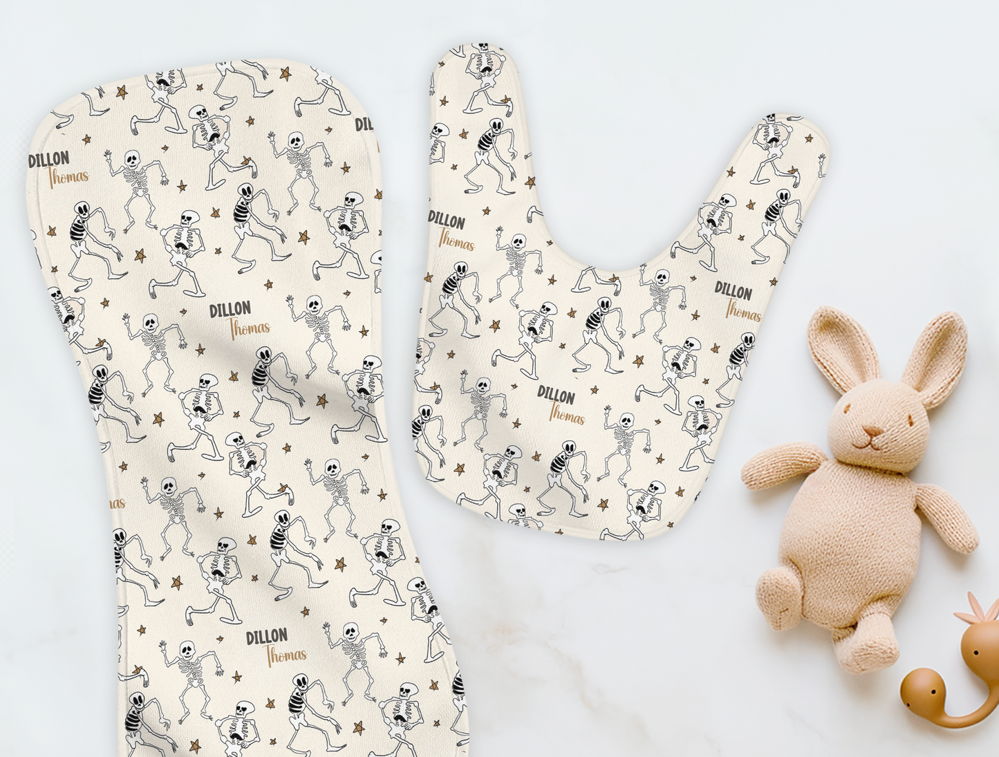 Spooky Scary Skeletons Halloween Burp Cloth & Bib
