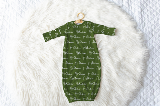 Solid Color Doodle Font Personalized Name Infant Gown