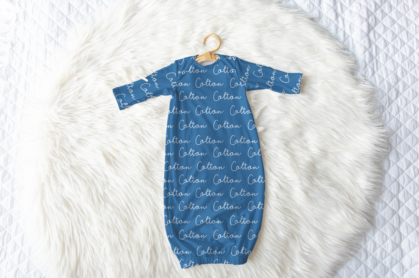 Solid Color Doodle Font Personalized Name Infant Gown