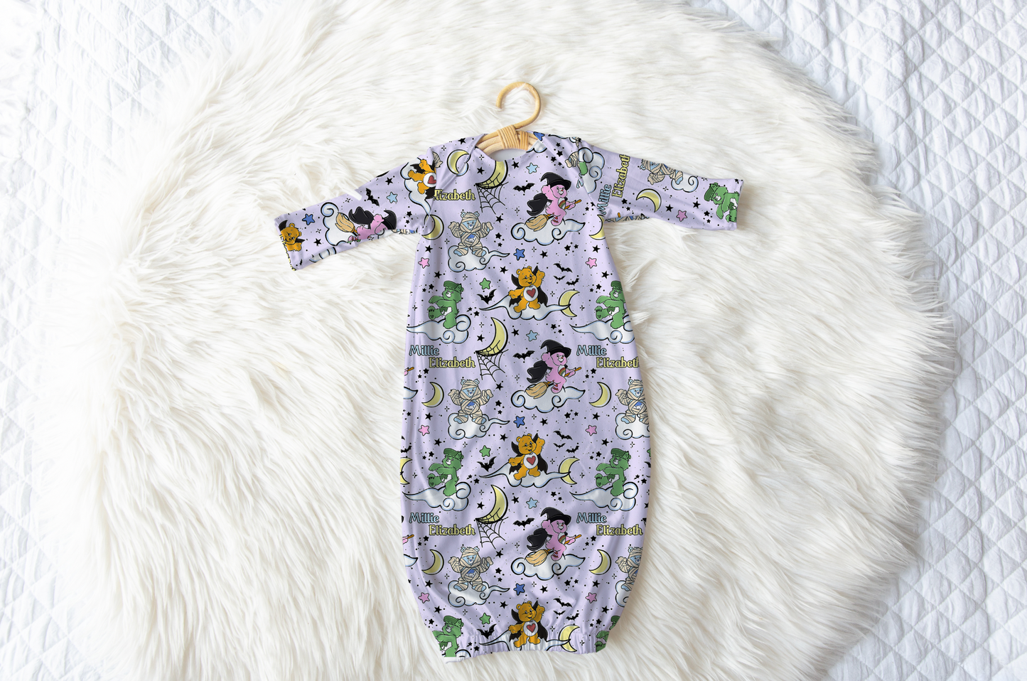 Scare Bears Halloween Personalized Name Infant Gown