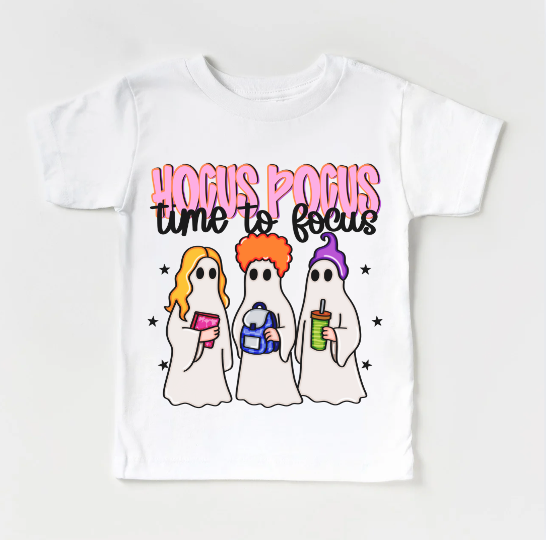 Hocus Pocus Time To Focus Halloween Kids Graphic Tee | Multiple Colorways