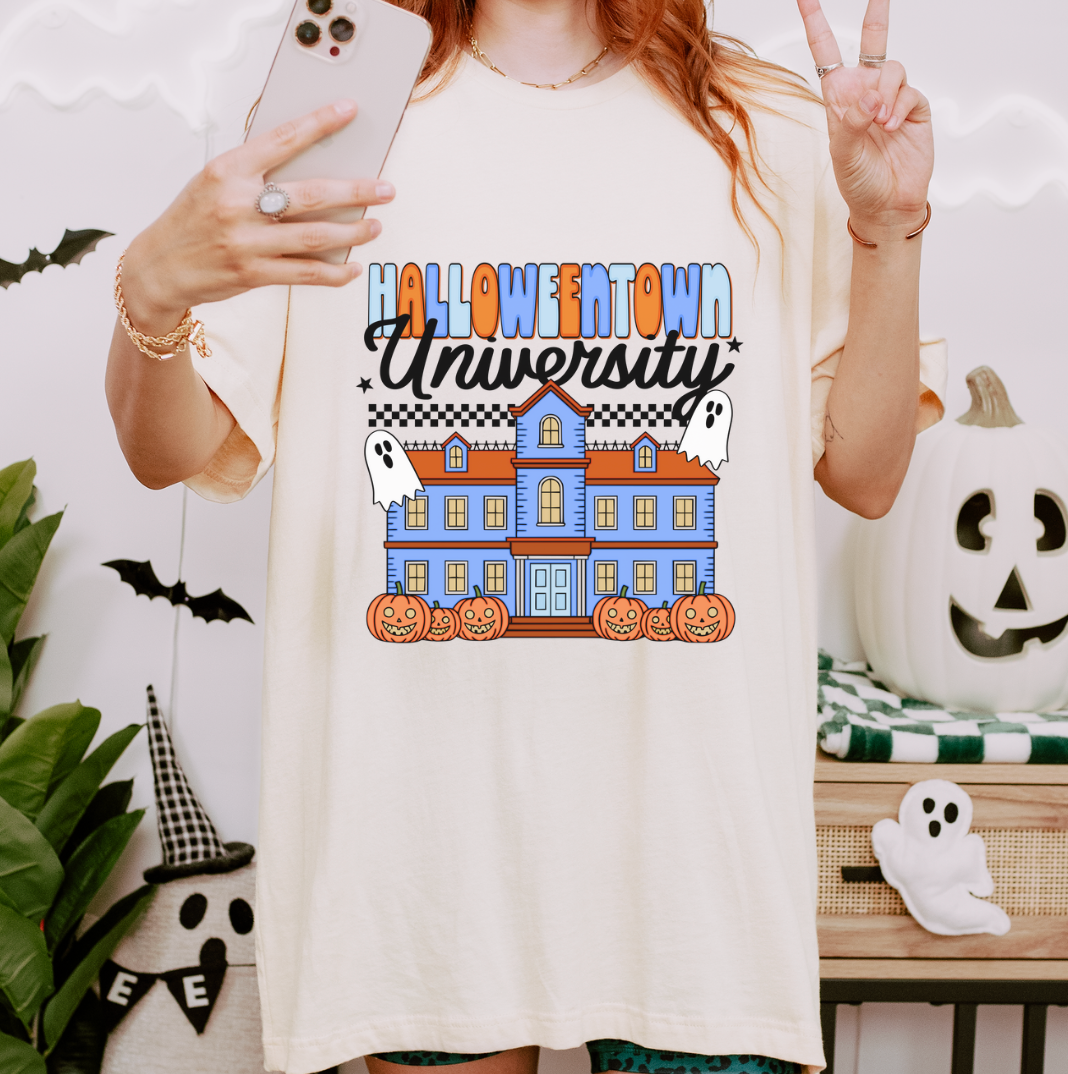 Halloweetown University Halloween Women's Graphic Tee | Natural
