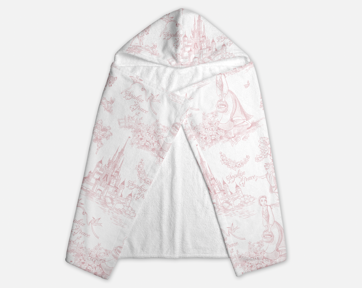 Tale As Old As Time Pink Toile Personalized Hooded Towel