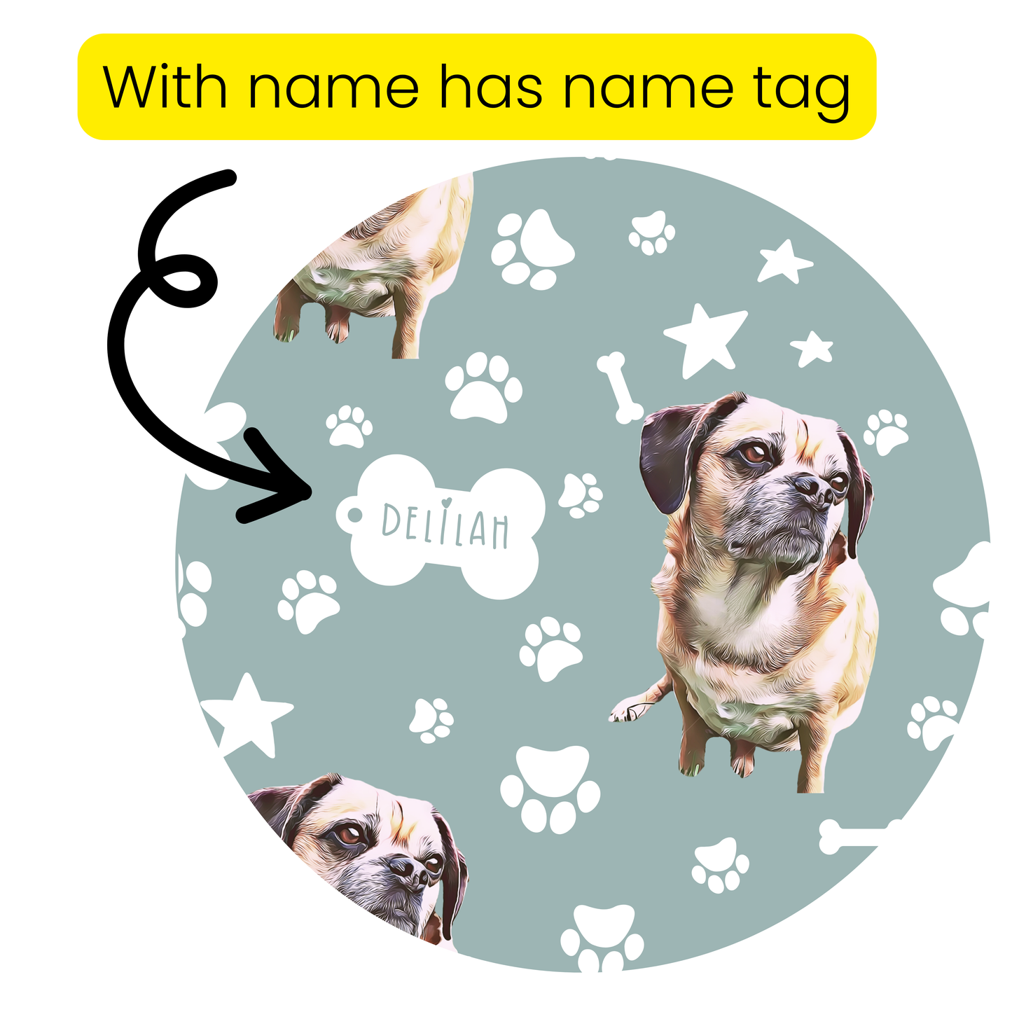 Upload Your Pet! Personalized Name Baby Bodysuit with Custom Pet Cartoon & Name