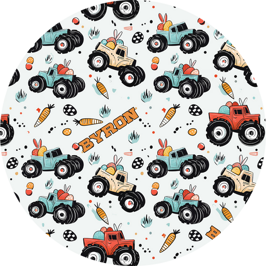 Easter Monster Trucks Personalized Baby Name Nursing Pillow Cover