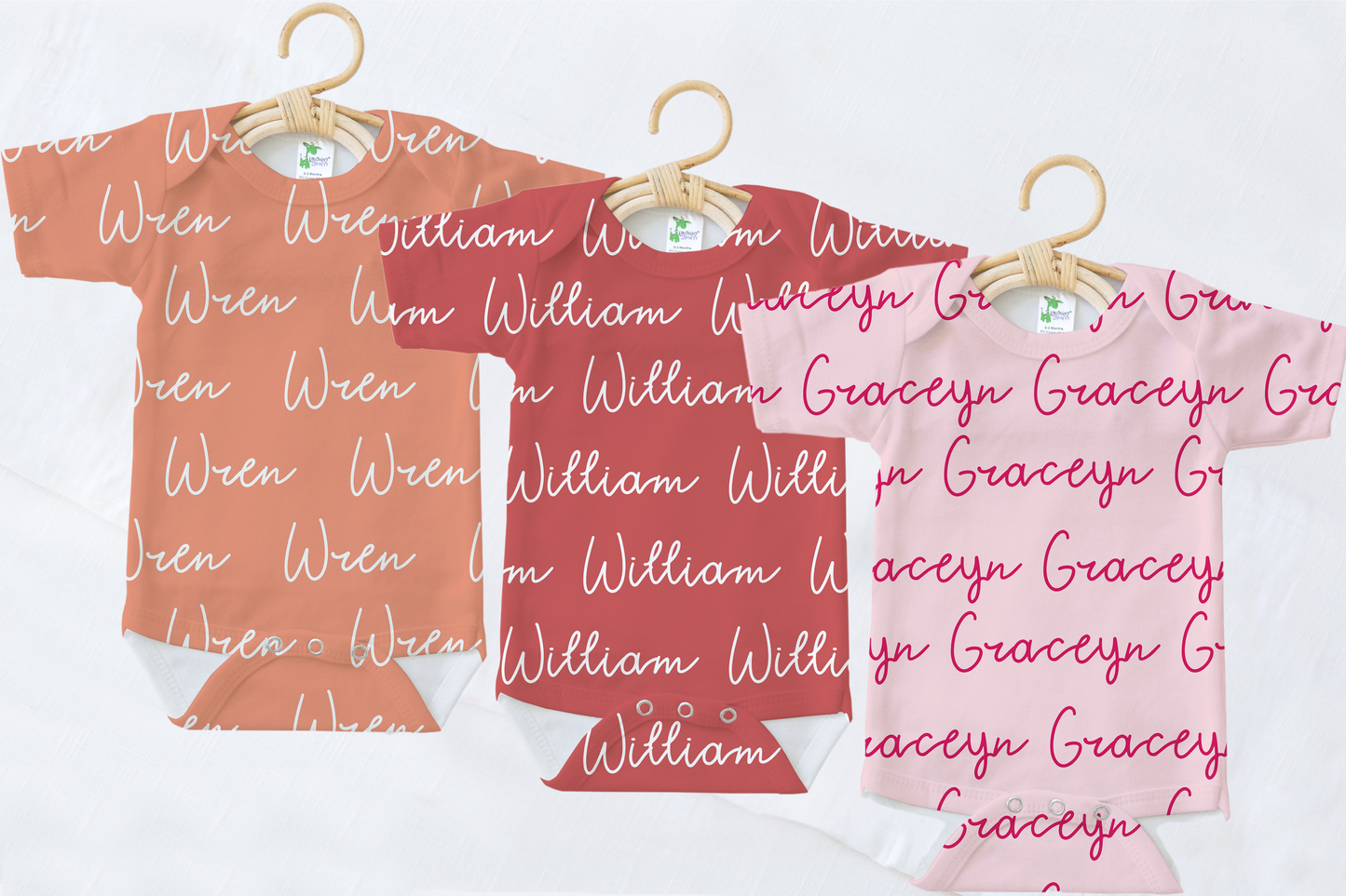 Solid Color Doodle Font Personalized Name Baby Bodysuit