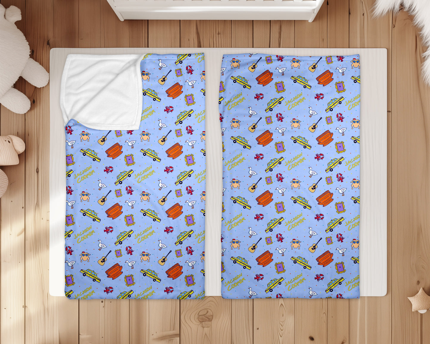 Besties Blue Personalized Minky Plush Nap Sack