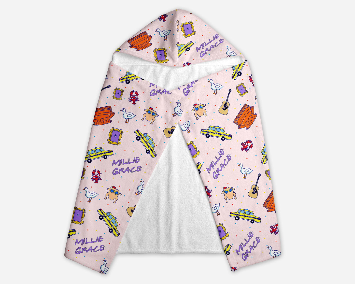 Besties on Pink Personalized Hooded Towel