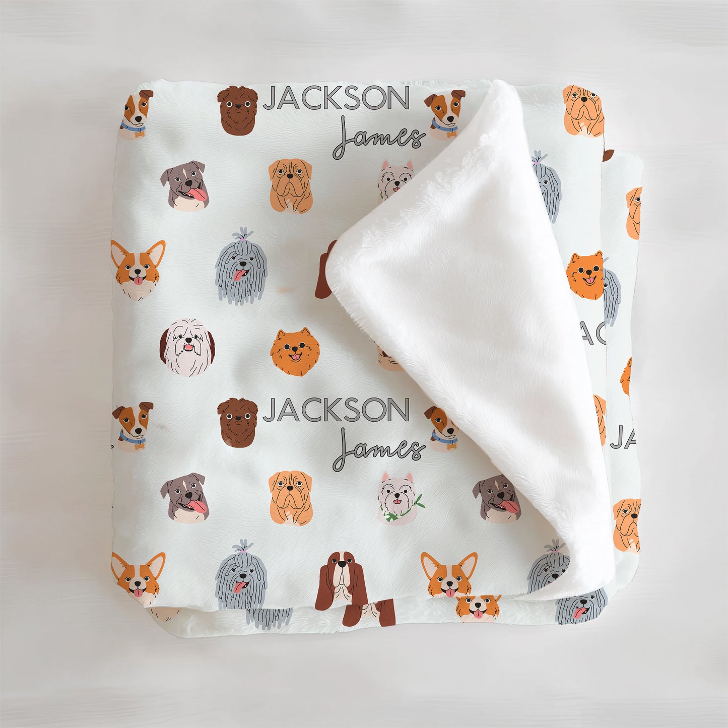 Dog Faces Personalized Minky Blanket