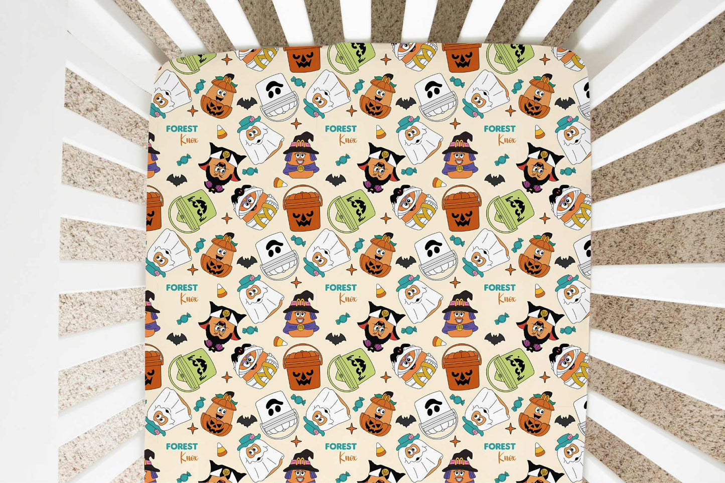 Boo Buckets Halloween Personalized Crib Sheet