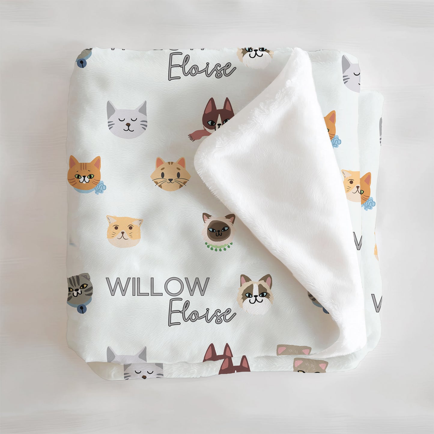 Cat Faces Personalized Minky Blanket