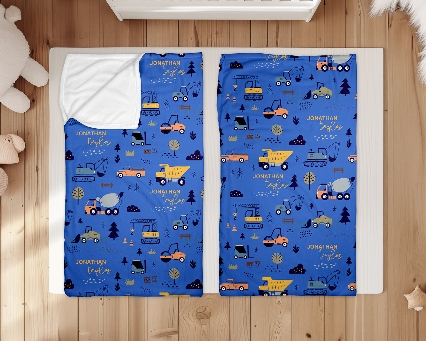 Construction Personalized Minky Plush Nap Sack
